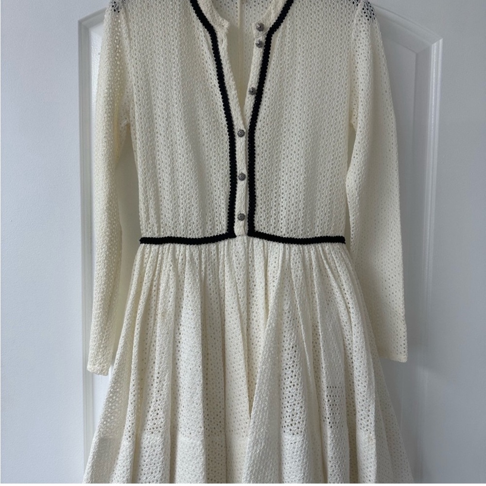 Maje White Lace Dress with Silver Accents